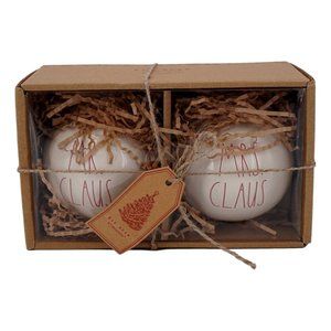 Rae Dunn Christmas Ornaments Mr & Mrs Claus Set New